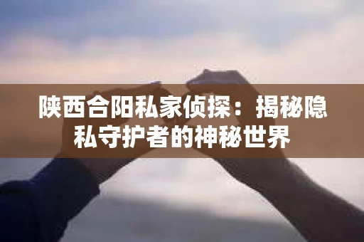 陕西合阳私家侦探：揭秘隐私守护者的神秘世界