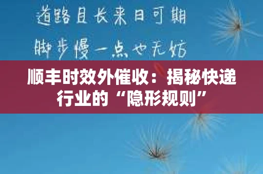 顺丰时效外催收：揭秘快递行业的“隐形规则”