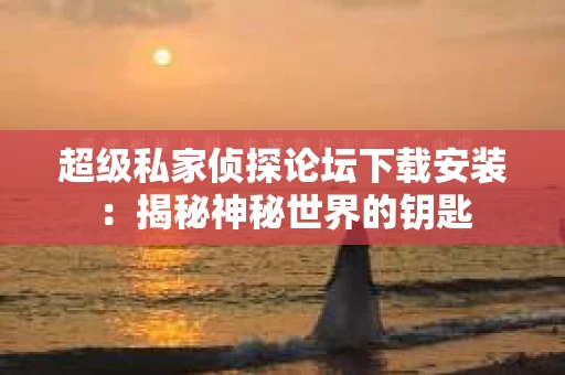 超级私家侦探论坛下载安装：揭秘神秘世界的钥匙